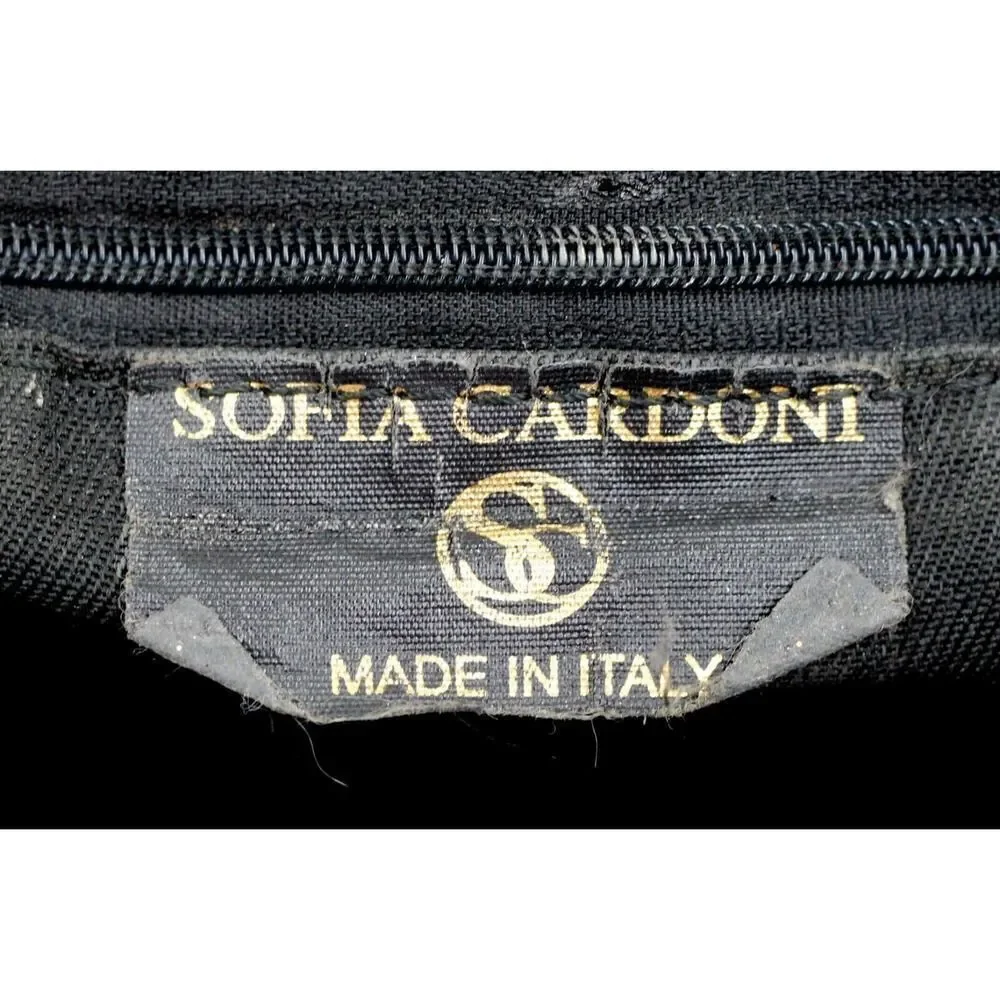 SOFIA CARDONI MADE IN ITALY BLACK SUEDE CROCO PRINT SHOULDER BAG HANDBAG HOBO